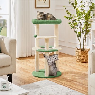 Arbre à Chat Bois Griffoirs Océan Perchoir Poisson Panier Transparent Boule