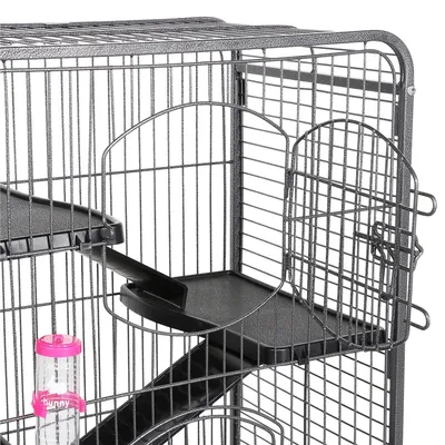 Yaheetech Cage pour Petits Animaux à Roulettes Noir