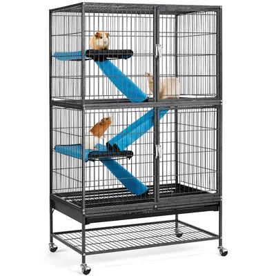 Yaheetech Cage pour Petits Animaux Roulante Noir