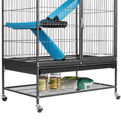 Yaheetech Cage pour Petits Animaux Roulante Noir