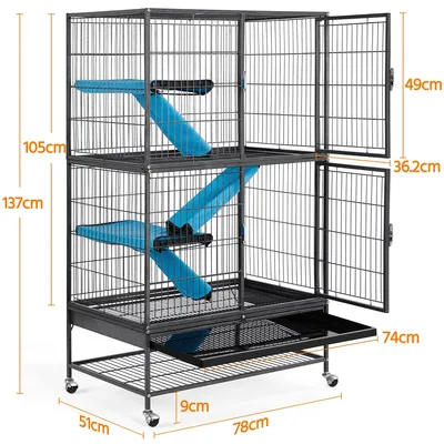 Yaheetech Cage pour Petits Animaux Roulante Noir