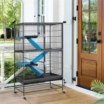 Yaheetech Cage pour Petits Animaux Roulante Noir