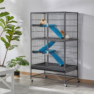 Yaheetech Cage pour Petits Animaux Roulante Noir