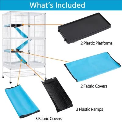 Yaheetech Cage pour Petits Animaux Roulante Blanc