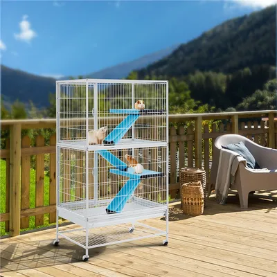 Yaheetech Cage pour Petits Animaux Roulante Blanc