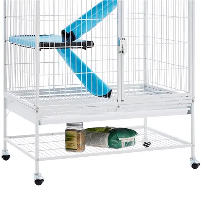 Yaheetech Cage pour Petits Animaux Roulante Blanc