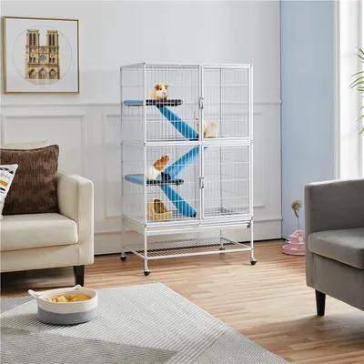 Yaheetech Cage pour Petits Animaux Roulante Blanc