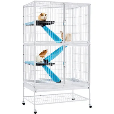 Yaheetech Cage pour Petits Animaux Roulante Blanc