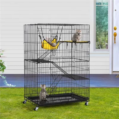 Yaheetech Cage pour Chats Mobile