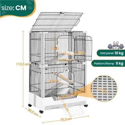 Yaheetech Cage pour Lapin à roulettes