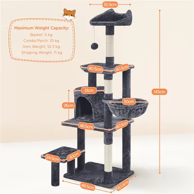 Arbre à Chat Multiniveau Tour Pour Chat Avec Perchoir à Oreilles De Chat