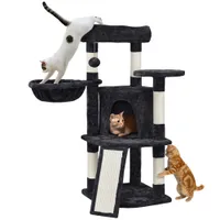 Arbre à Chat En Sisal Griffoir Grattoir Tour De Jeux Hauteur 106cm Noir