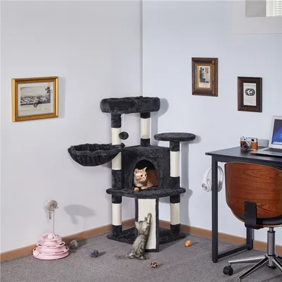 Arbre à Chat En Sisal Griffoir Grattoir Tour De Jeux Hauteur 106cm Noir Arbre à Chat En Sisal Griffoir Grattoir Tour De Jeux Hauteur 106cm Noir