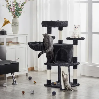 Arbre à Chat En Sisal Griffoir Grattoir Tour De Jeux Hauteur 106cm Noir Arbre à Chat En Sisal Griffoir Grattoir Tour De Jeux Hauteur 106cm Noir