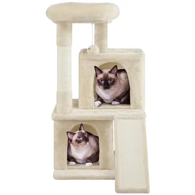 Stabiler Kratzbaum 91 cm Höhe Katzenbaum Aussichtsplattform 2 Höhlen