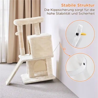 Stabiler Kratzbaum 91 cm Höhe Katzenbaum Aussichtsplattform 2 Höhlen