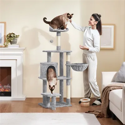 Kratzbaum 145cm,stabil,Plattform,Mulde,Sisal,für kleine/mittelgroße Katzen
