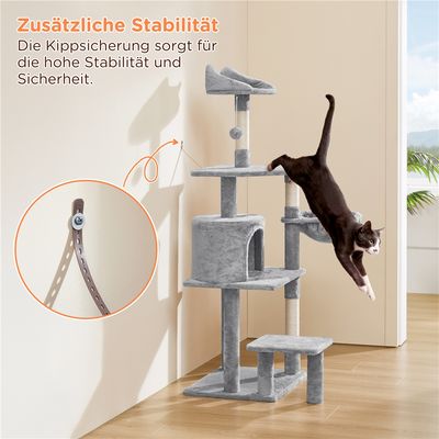 Kratzbaum 145cm,stabil,Plattform,Mulde,Sisal,für kleine/mittelgroße Katzen