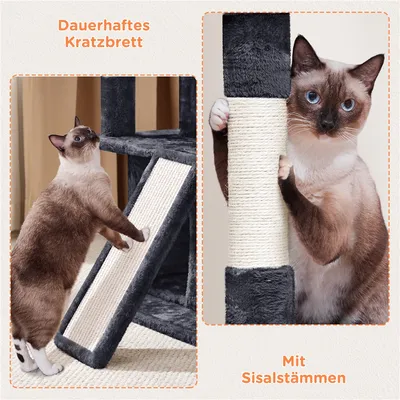 Stabiler Kratzbaum 91 cm Höhe Katzenbaum Aussichtsplattform 2 Höhlen