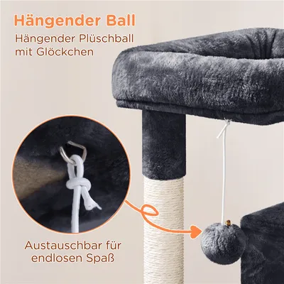 Stabiler Kratzbaum 91 cm Höhe Katzenbaum Aussichtsplattform 2 Höhlen