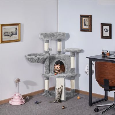 Arbre à Chat Multiniveau Tour De Jeux Pour Chatons 106 Cm H Gris Clair