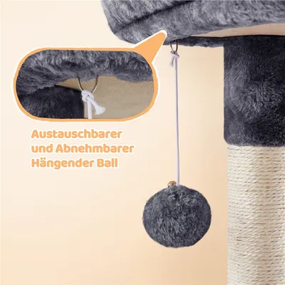 Kratzbaum klein 87 cm hoch stabiler Kletterbaum mit Plüsch Sisal für Katzen