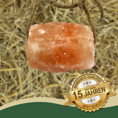 Lyra Horse® Pierre à lécher au sel Himalaya avec corde