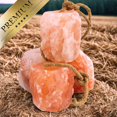 Lyra Horse® Pierre à lécher au sel Himalaya avec corde