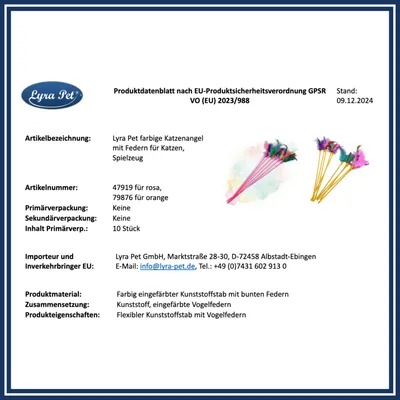 Lyra Pet® Canne à pêche pour chats rose avec plume