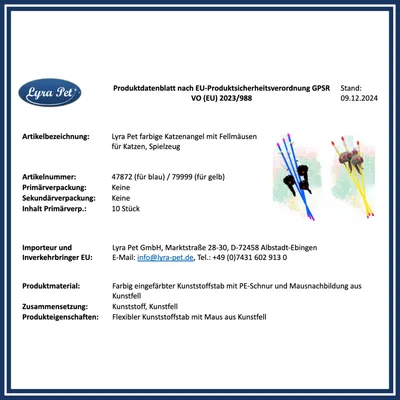 Lyra Pet® Canne à pêche pour chats avec souris noir