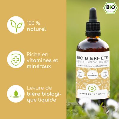 Wolfsbacher Natur Levure de bière bio liquide pour chiens