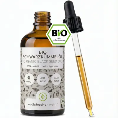 Wolfsbacher Natur Huile de nigelle bio pour chiens
