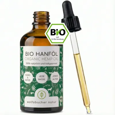 Wolfsbacher Natur Huile de chanvre bio pour chiens