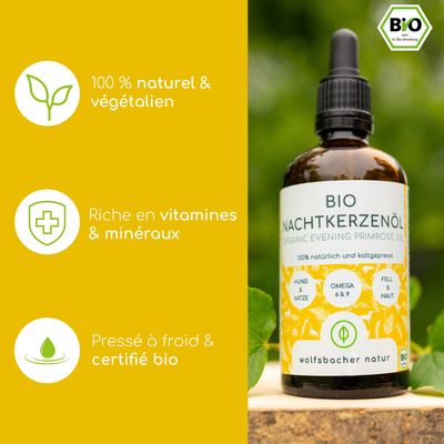 Wolfsbacher Natur Huile d’onagre bio pour chiens