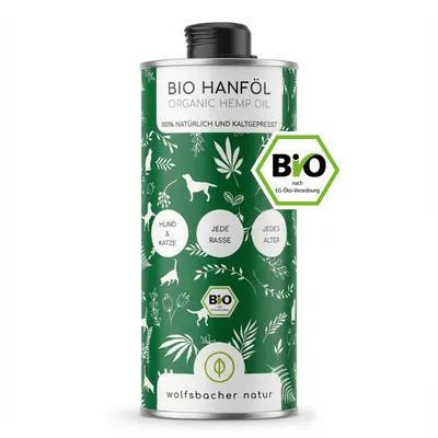 Wolfsbacher Natur Huile de chanvre bio pour chiens