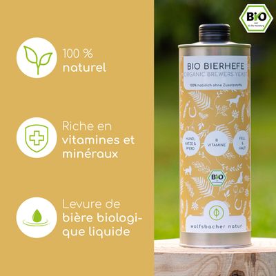 Wolfsbacher Natur Levure de bière bio liquide pour chiens