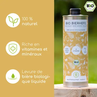 Wolfsbacher Natur Levure de bière bio liquide pour chiens