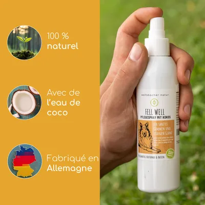 Wolfsbacher Natur Spray pour le pelage à la noix de coco pour chiens
