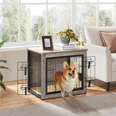 Cage Pour Chien En Bois Avec 2 Portes à Double Serrure