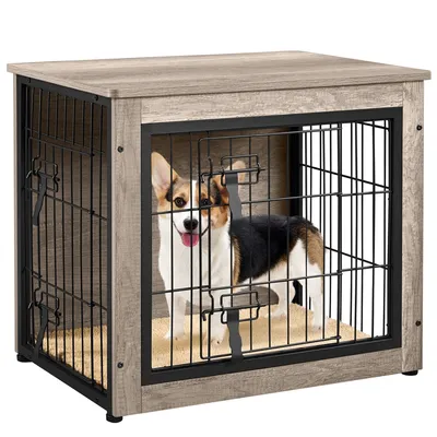Cage Pour Chien En Bois Avec 2 Portes à Double Serrure