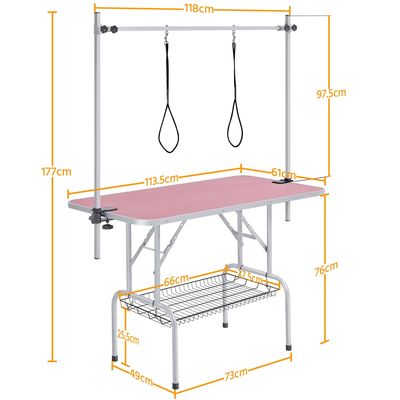 Höhenverstellbar Trimmtisch mit 2 Galgen , Rosa