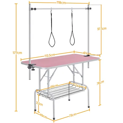 Höhenverstellbar Trimmtisch mit 2 Galgen , Rosa