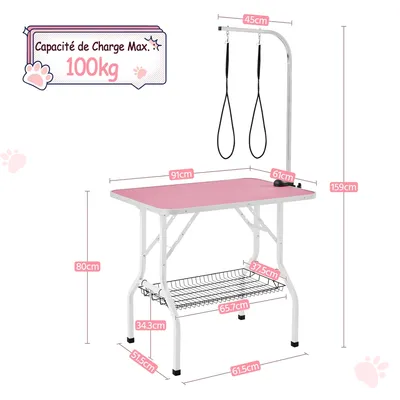 Table De Toilettage Pour Chien/chat/animaux De Companie Rose