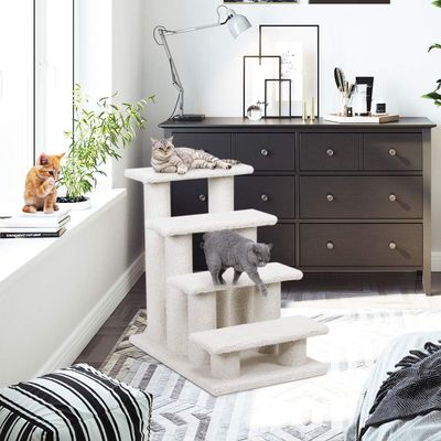 GIANTEX Escalier pour Chat 4 Étages avec Griffoir et Centre d’Activités