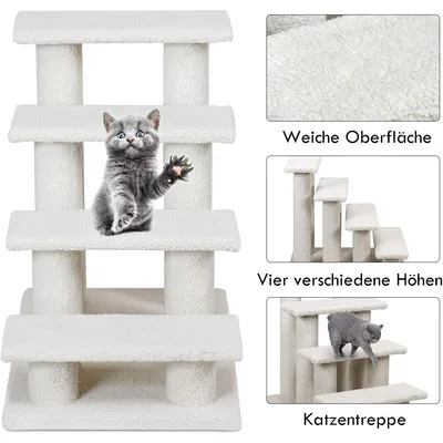 GIANTEX 4-Stöckige Katzentreppe Mit Kratzbaum Und Spielbereich