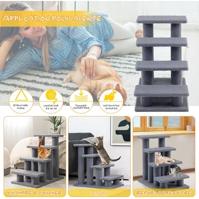 GIANTEX Escalier pour Chat 4 Étages avec Griffoir et Centre d’Activités GIANTEX Escalier pour Chat 4 Étages avec Griffoir et Centre d’Activités
