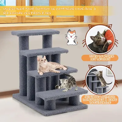 GIANTEX Escalier pour Chat 4 Étages avec Griffoir et Centre d’Activités GIANTEX Escalier pour Chat 4 Étages avec Griffoir et Centre d’Activités