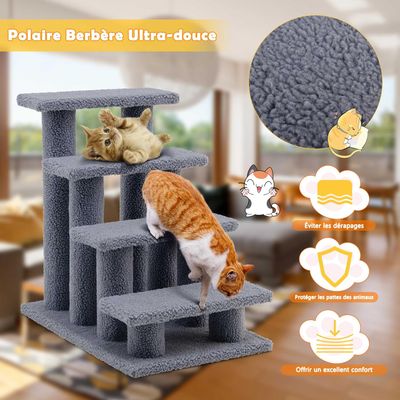 GIANTEX Escalier pour Chat 4 Étages avec Griffoir et Centre d’Activités