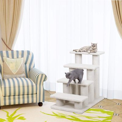 GIANTEX Escalier pour Chat 4 Étages avec Griffoir et Centre d’Activités