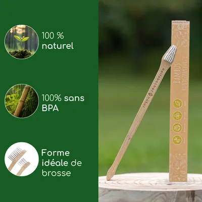 Wolfsbacher Natur Brosse à dents à manche en bambou pour chiens